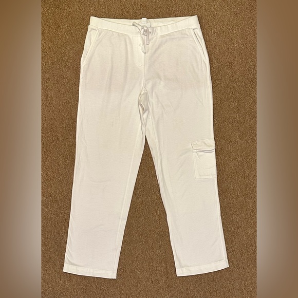 J.Jill Women’s Cropped Cargo Pants White Cotton Drawstring Pockets Size XSP - Picture 2 of 7